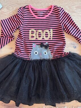 Holiday Editions Pink & Black Striped 'BOO!' Cat Tutu Dress